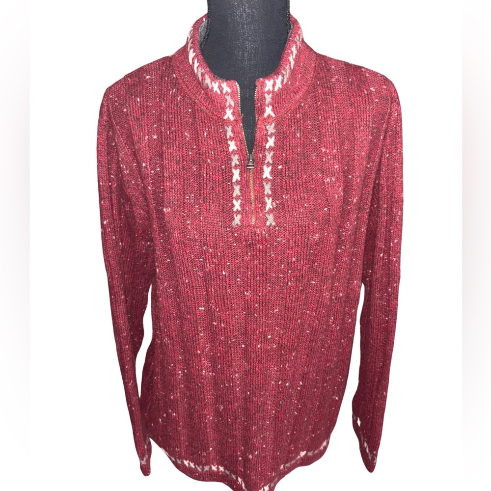 Woolrich Women's Burgandy Wool Blend 1/4 Zip Sweater Size xl